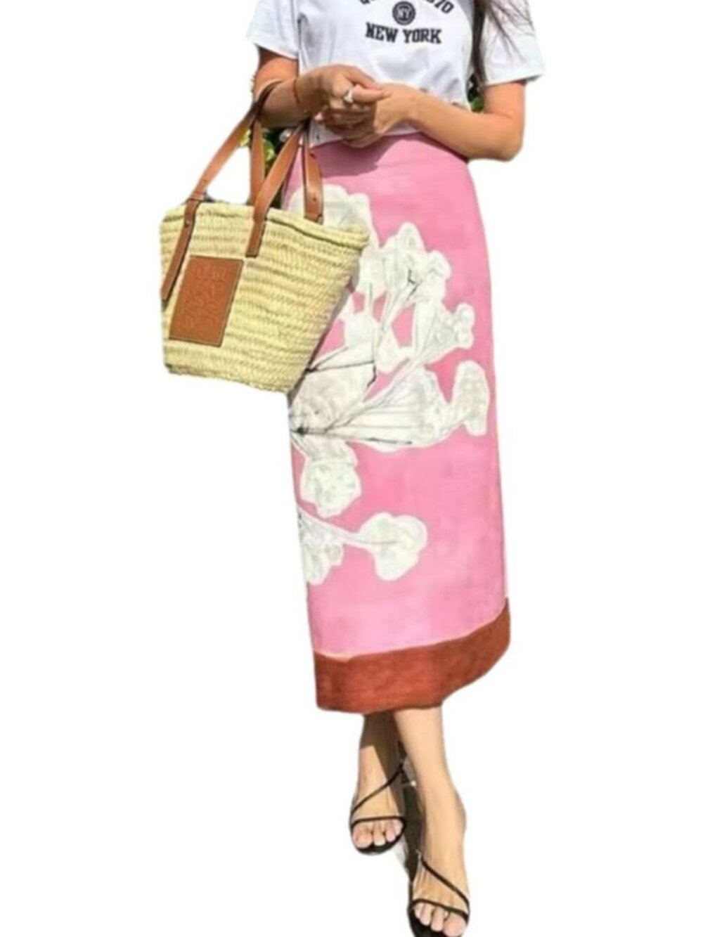 Vintage High Waist Midi Skirt for Women - Casual Spring & Fall Print Skirts